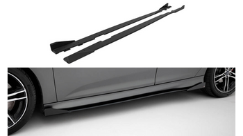 Side Skirts Ford Focus ST Mk3 Facelift Street Pro Black-Red + Gloss Flaps