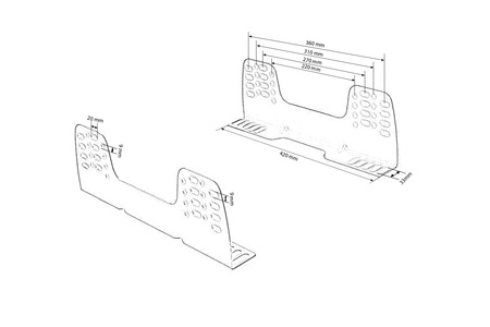 Mocowanie fotela kubełkowego stal wzmocnione FIA