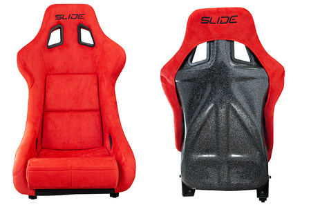 Racing seat SLIDE KS2 Premium Red Suede Black Glitter