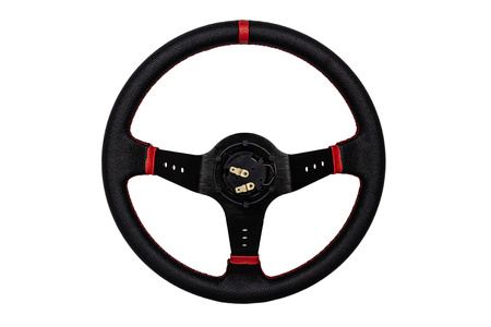 Kierownica Pro 350mm offset:80mm Skóra Black