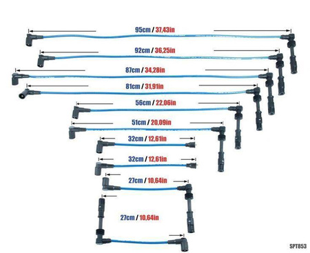 Przewody zapłonowe PowerTEC AUDI V8 100 S6 3.6 4.2L V8 91-97 Niebieskie