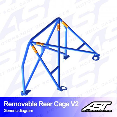 Roll Bar BMW (E36) 3-Series 4-doors Sedan RWD REMOVABLE REAR CAGE V2