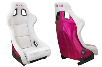 Fotel sportowy SLIDE KS2 Premium Light Grey Welur Bright Pink Glitter