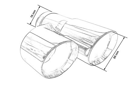 Końcówka tłumika 89mmx2 wejście 76mm Polerowana Zestaw
