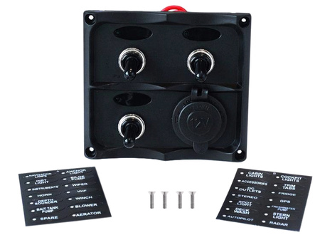 Switch Panel 12V SPST/ON-OFFx3, 1xGZ, 2B 15A IP68