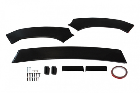 Universal front bumper splitter gloss black 3pcs.