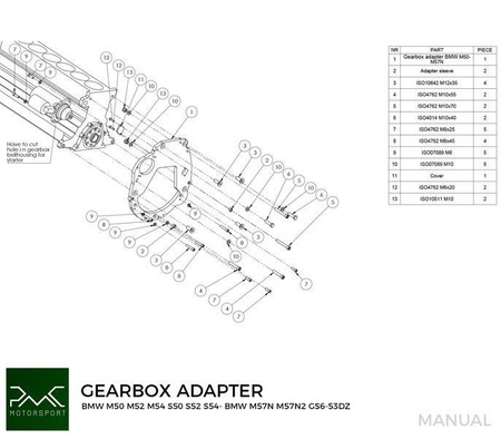 Gearbox Adapter Plate BMW M50 M52 M54 S50 S52 S54 - BMW ZF 8HP 8HP70 8HP50 / GS6-53DZ