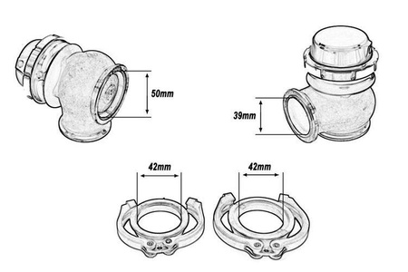 Wastegate zewnętrzny TurboWorks 50mm 0.5 Bar V-Band Niebieski