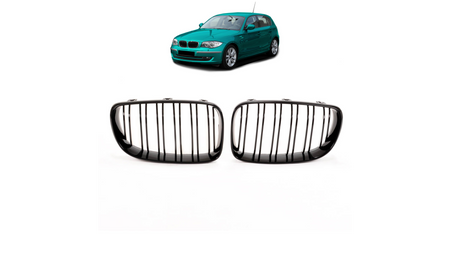 Grill BMW 1 E81 E82 E87 E88 Facelift podwójne żeberka Gloss Black