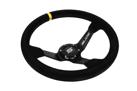 Kierownica SLIDE 350mm offset:90mm Zamsz Yellow Strip