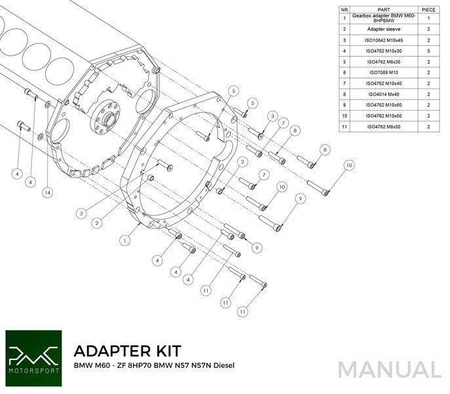 Adapter Kit BMW V8 M60 M62 - BMW ZF 8HP70 N57 N57N Diesel