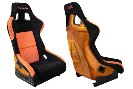 Racing seat SLIDE KS2 Premium Black & Orange Suede Orange Glitter