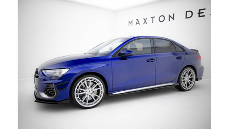 Side Skirts Audi A3 S-Line S3 8Y Facelift Street Pro Black + Gloss Flaps