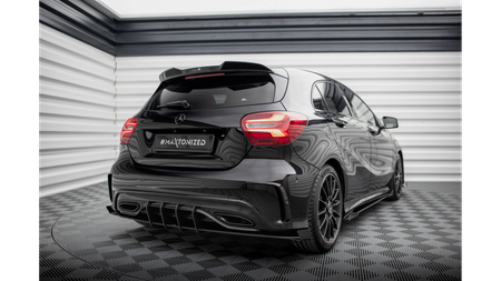 Splitter Mercedes-Benz A W176 Facelift Rear Side Street Pro Black + Gloss Flaps