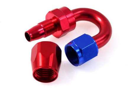 Reusable swivel hose end 180deg AN12