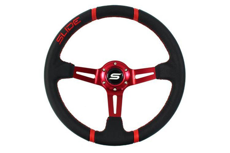 Steering wheel SLIDE 350mm offset:90mm Leather Red