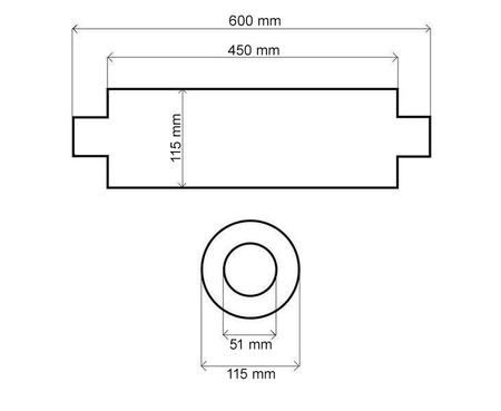 Tłumik Środkowy 51mm TurboWorks RS 409SS 450mm
