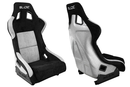 Racing seat SLIDE KS2 Premium Black & Grey Suede Silver Glitter
