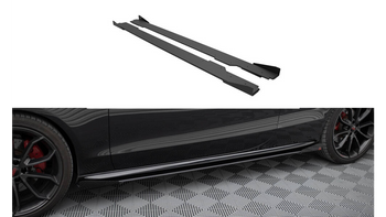 Dokładki Progów Street Pro + Flaps Audi A5 / A5 S-Line / S5 Coupe / Cabrio 8T / 8T Facelift Black + Gloss Flaps