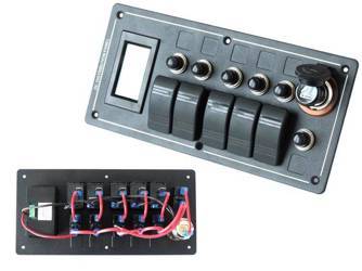 Panel przełączników ALU,ON-OFFx5, 1xZ, BA 3x5A 2x10A 1x15A IP68