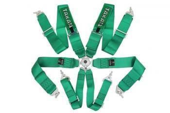 Pasy sportowe 6p 3" Zielone Takata Replica harness