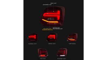 Zestaw Lamp Tylnych Dynamic LED Red Clear VW POLO V 2009-2014