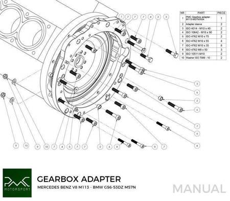 Adapter skrzyni biegów Mercedes-Benz V6 M112 V8 M113 - Manual BMW (M57N2 / N54)