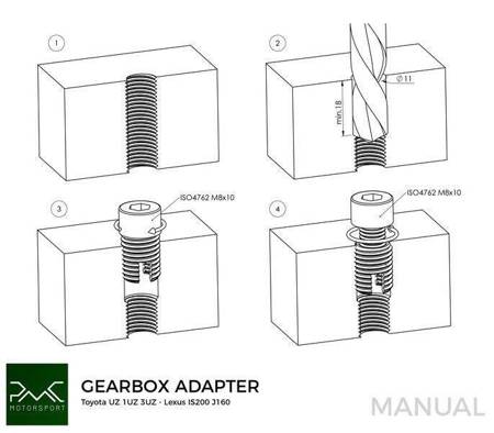 Adapter skrzyni biegów Toyota / Lexus V8 UZ 1UZ 3UZ - Toyota Altezza / Lexus IS200 J160 Aisin AZ6 (first gen.)