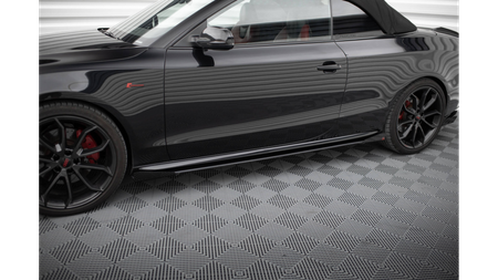 Dokładki Progów Street Pro + Flaps Audi A5 / A5 S-Line / S5 Coupe / Cabrio 8T / 8T Facelift Black + Gloss Flaps