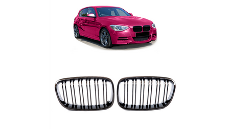 Grill sportowy podwójne żeberka Carbon Look BMW 1 F20 F21 przed liftem 2011-2015