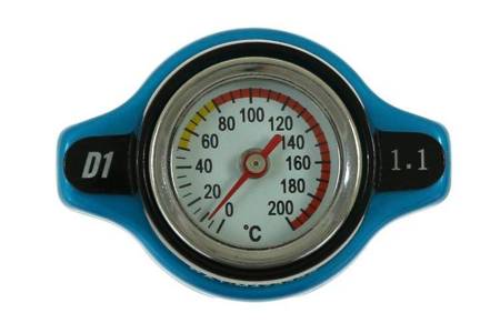 Korek wlewu chłodnicy z termometrem D1Spec 15mm 1.1 Bar Niebieski
