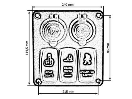 Panel przełączników 12/24V ON-OFFx3, 1xZ, 2xUSB 3,1A, 2xB 15A IP68