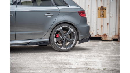 Splittery Tylne Boczne Racing Durability + Flaps Audi RS3 8V Sportback Black + Gloss Flaps