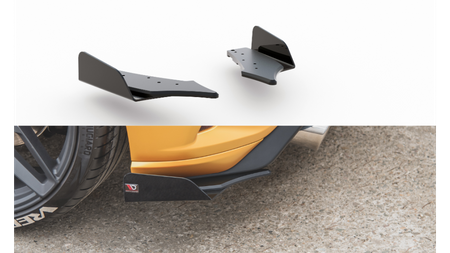 Splittery Tylne Boczne Racing Durability + Flaps Ford Focus ST Mk4 Black + Gloss Flaps