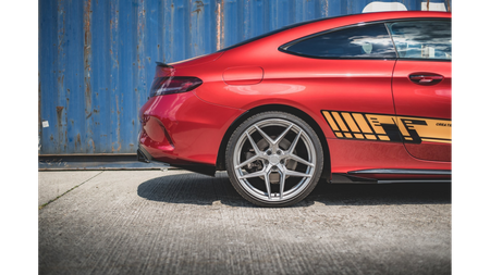 Splittery Tylne Boczne Racing Durability + Flaps Mercedes-AMG C43 Coupe C205 Black-Red + Gloss Flaps