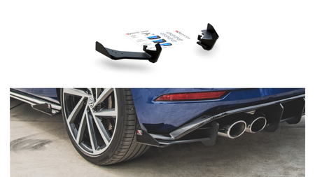 Splittery Tylne Boczne Racing Durability + Flaps Volkswagen Golf 7 R Facelift Black + Gloss Flaps