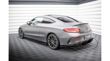 Splittery Tylne Boczne Street Pro + Flaps Mercedes-AMG C43 Coupe C205 Facelift Black + Gloss Flaps