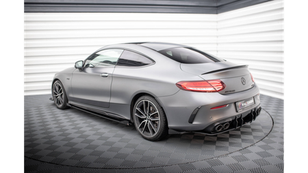 Splittery Tylne Boczne Street Pro + Flaps Mercedes-AMG C43 Coupe C205 Facelift Black-Red + Gloss Flaps
